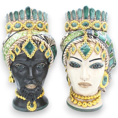 Cabeças de mouro siciliano (1 unidade) h aproximadamente 32 cm Cerâmica Caltagirone, decoração moderna, esmalte ouro pur