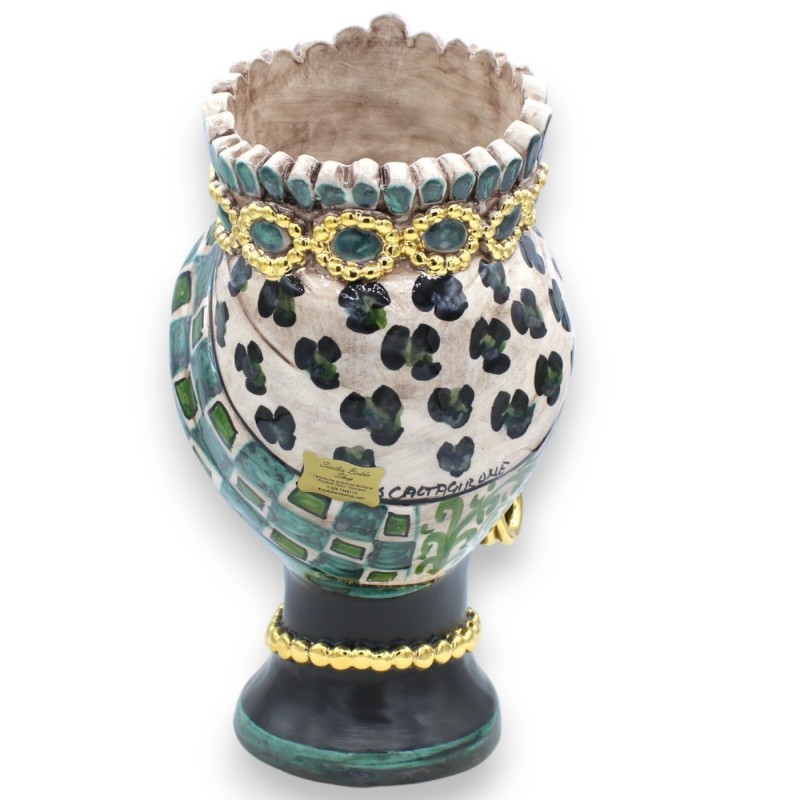 Sicilianska morhuvuden (1st) h ca 32 cm Caltagirone keramik, modern dekoration, 24k rent guld emalj, matt mörkbrun - 