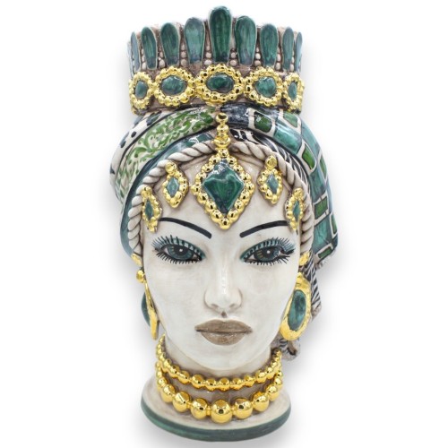 Sizilianische Moorköpfe (1 Stück) H ca. 32 cm Caltagirone-Keramik, modernes Dekor, 24-Karat-Emaille aus reinem Gold, mat 2