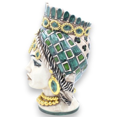Głowy wrzosowisk sycylijskich (1 szt.) wys. ok. 32 cm Ceramika Caltagirone, nowoczesna dekoracja, emalia z 24-karatowego