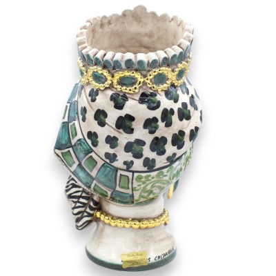 Głowy wrzosowisk sycylijskich (1 szt.) wys. ok. 32 cm Ceramika Caltagirone, nowoczesna dekoracja, emalia z 24-karatowego