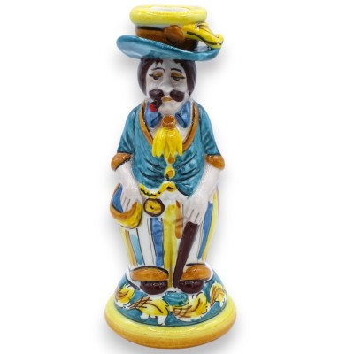 Ett par "Signorotti" Lumiere lampor, i Caltagirone keramik - h 20 cm ca. dekoration i blå barockstil - 