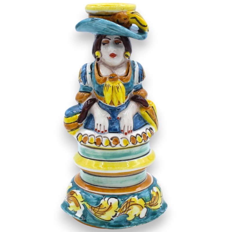 Paar „Signorotti“-Lampen aus Caltagirone-Keramik – H ca. 20 cm. Blaue Dekoration im Barockstil - 