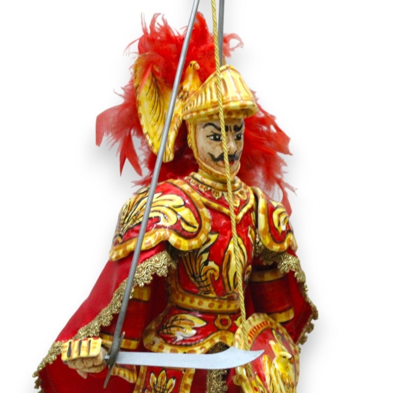 Siciliansk docka, Paladin i Caltagirone keramik, h ca 80 cm. Karolingisk linje, bas av lavasten - ORLANDO - - 