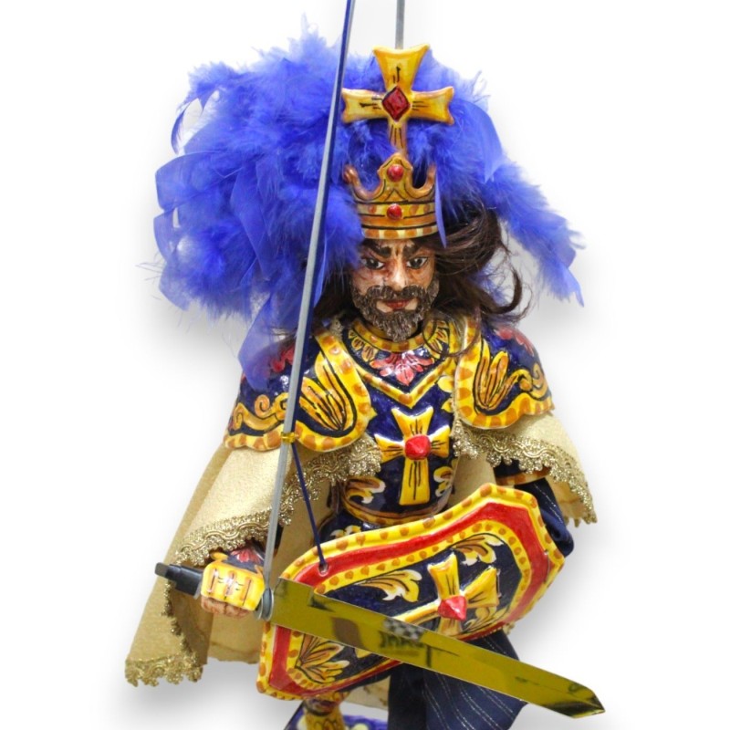 Siciliaanse pop, Paladin in Caltagirone keramiek, h ca. 80 cm. Karolingische lijn, lavastenen voet - CHARLEMAGNE - - 