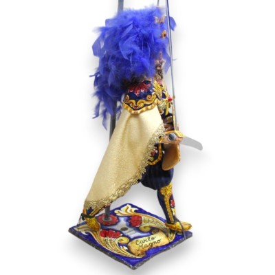 Sizilianische Puppe, Paladin aus Caltagirone-Keramik, H ca. 80 cm. Karolingische Linie, Sockel aus Lavastein - CHARLEMAG