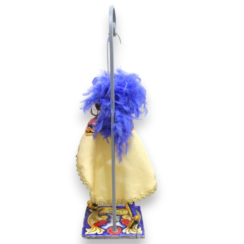 Marionnette sicilienne, Paladin en céramique de Caltagirone, h environ 80 cm. Ligne carolingienne, socle en pierre de la