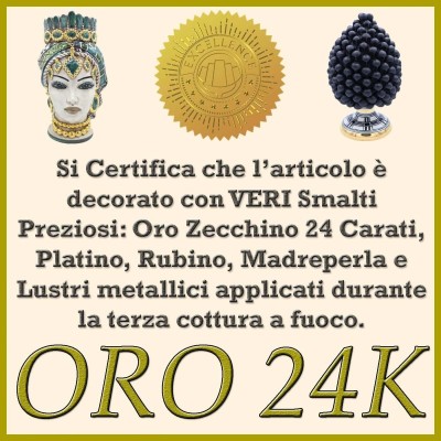 Collana o Orecchini (1Unità) Collezione Assi Carte Siciliane, Denaro, Argento 925 Placcato oro, smalto oro zecchino 24K 