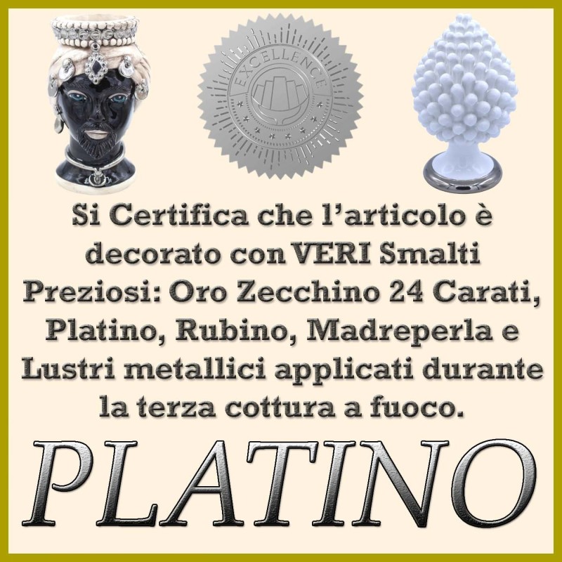 Sycylijskie główki Emiri ciemnobrązowe (para) wys. ok. 25 cm Ceramika Caltagirone, detale z platynowej emalii MD15 - 