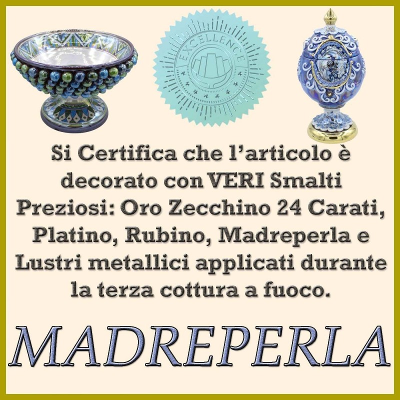 Bola de Navidad con Belén, esmalte Nácar, cerámica Caltagirone, altura 10cm - 