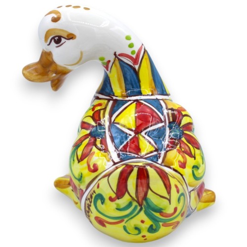 Caltagirone ceramic duck, h approx. 15 x 15 cm. Sicilian cart decoration -  2