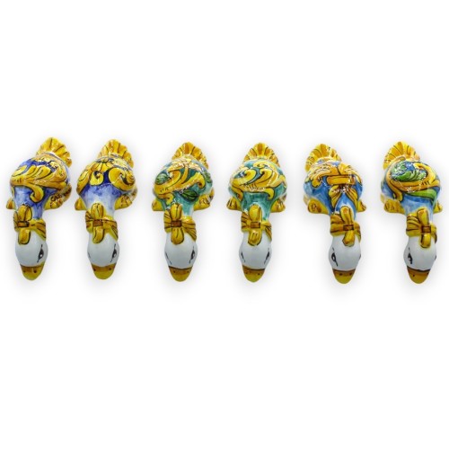 Duck head down, "La Curtigghiara", Caltagirone ceramic, h 10 x 13 cm approx. (1pc) 6 decoration options - 