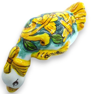 Pato cabeza abajo, "La Curtigghiara", cerámica de Caltagirone, h 10 x 13 cm aprox. (1pc) 6 opciones de decoración - 