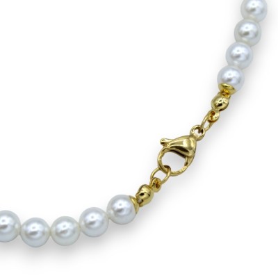 Collana Perle Naturali e Pizzo Chiacchierino siciliano, con Turchese, Coralli e Perle di Maiorca, L 48 + 3 cm ca. - 