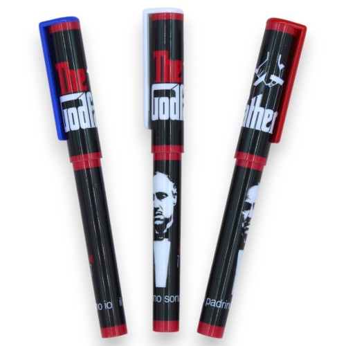 Caneta "O Poderoso Chefão" com tampa, tinta azul, com 3 opções de cores de tampa (1 unidade) - 