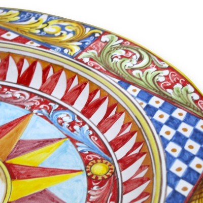 Dekorativ brätte, Caltagirone keramik Ø ca 55 cm sol, barock och siciliansk vagndekoration - 