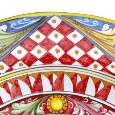 Zierkrempenteller, Caltagirone-Keramik Ø ca. 55 cm Sonnen-, Barock- und sizilianische Karrendekoration - 
