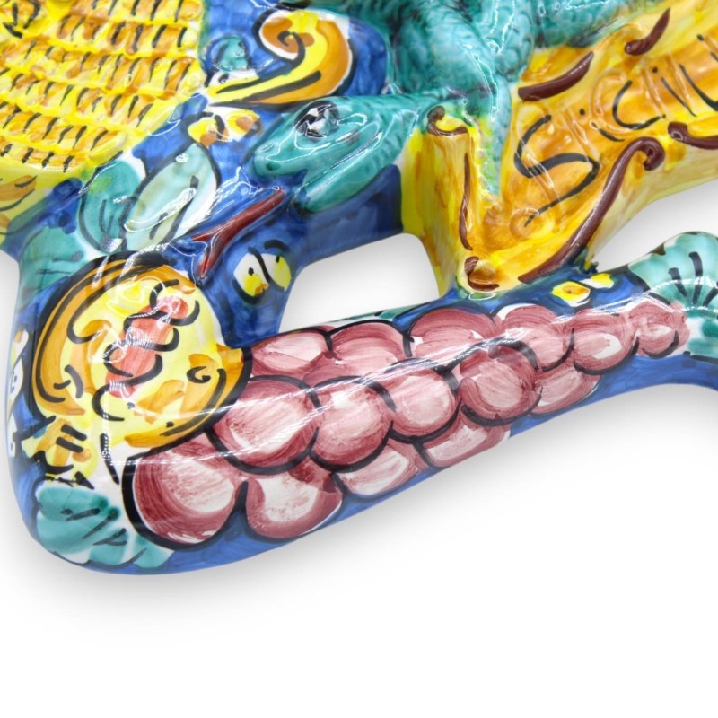 Trinacria i Caltagirone keramik, h ca 40 cm. Citroner, vindruvor och granatäpple dekoration - 