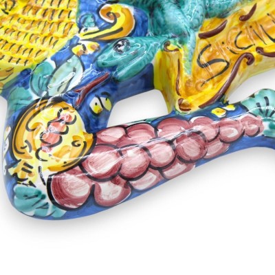 Trinacria i Caltagirone keramik, h ca 40 cm. Citroner, vindruvor och granatäpple dekoration - 