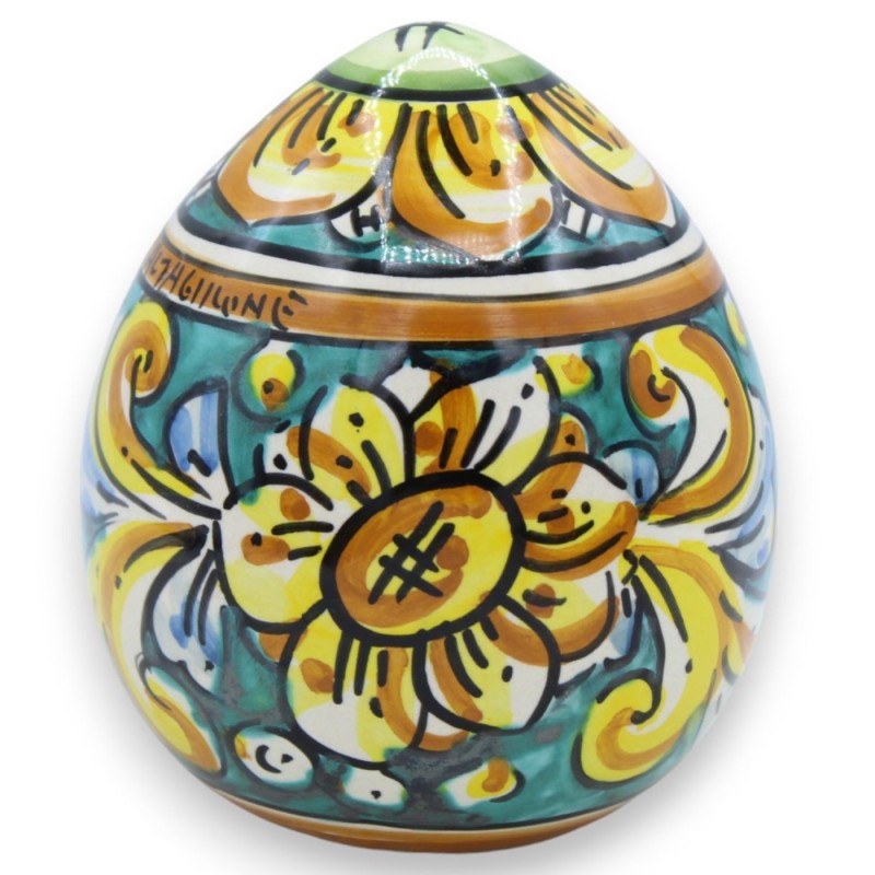 Caltagirone keramiskt ägg, h ca 12 cm. (1st) 4 alternativ Färg och slumpmässig dekoration - 