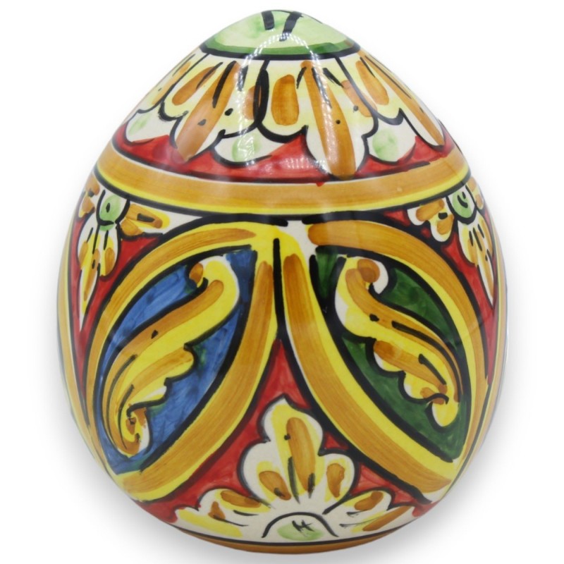 Caltagirone keramiskt ägg, h ca 12 cm. (1st) Flerfärgad och slumpmässig dekoration - 