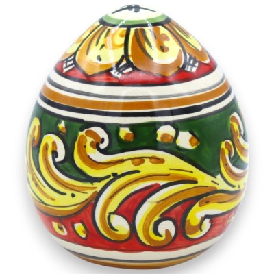 Caltagirone keramiskt ägg, h ca 12 cm. (1st) Flerfärgad och slumpmässig dekoration - 