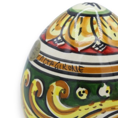 Caltagirone keramiskt ägg, h ca 12 cm. (1st) Flerfärgad och slumpmässig dekoration - 