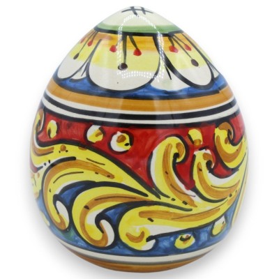 Caltagirone keramiskt ägg, h ca 12 cm. (1st) Flerfärgad och slumpmässig dekoration - 