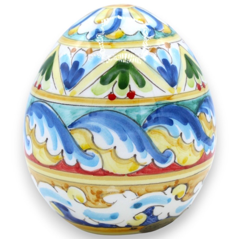 Caltagirone keramisch ei h ca. 12 cm veelkleurige barokke en geometrische decoratie - 