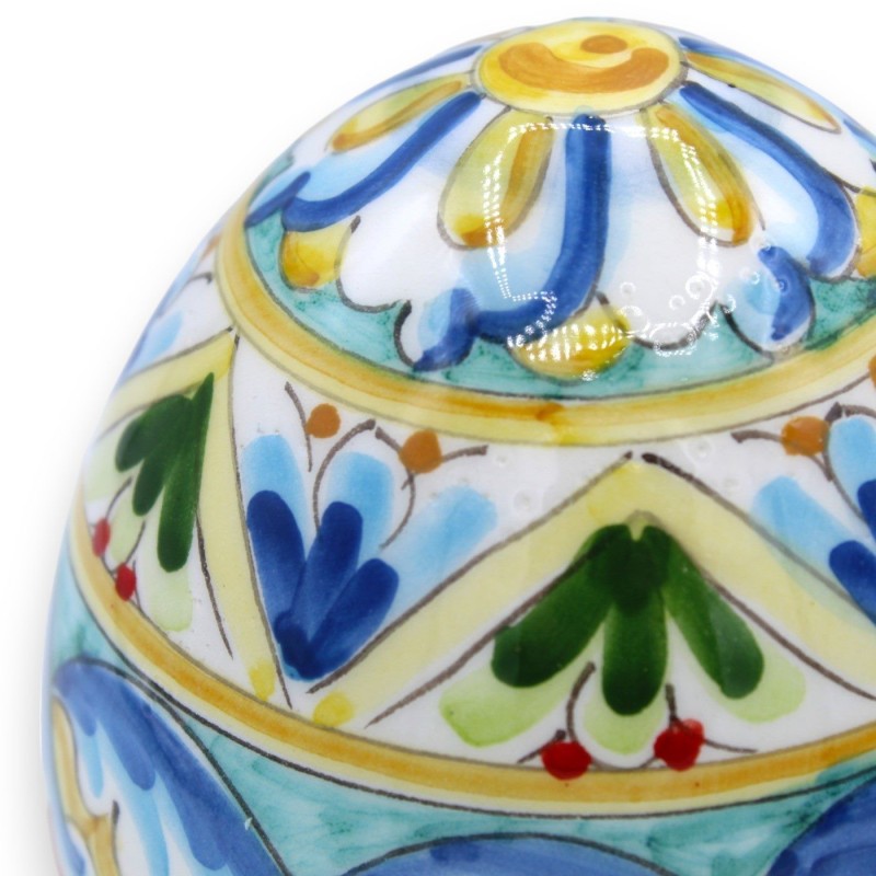 Caltagirone-Keramik-Ei, Höhe ca. 12 cm mehrfarbige barocke und geometrische Dekoration - 