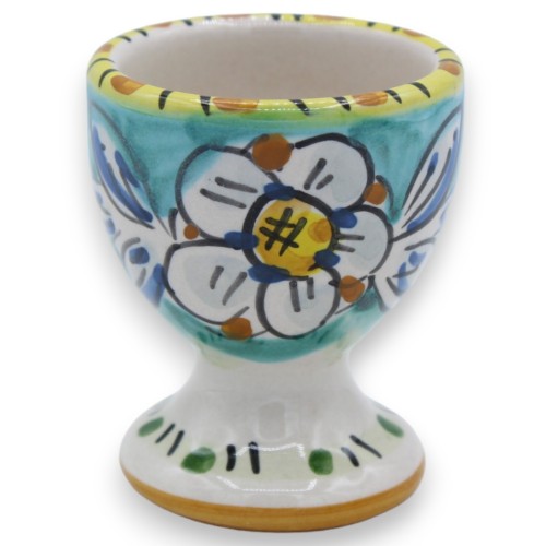 Caltagirone keramiek hardgekookt eierdopje h 6 en Ø 5 cm ca. (1 st) met 3 kleuropties en willekeurige decoratie -  2