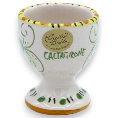 Copo para ovos cozidos em cerâmica Caltagirone h 6 e Ø 5 cm aprox. (1 unidade) com 3 opções de cores e decoração aleatór