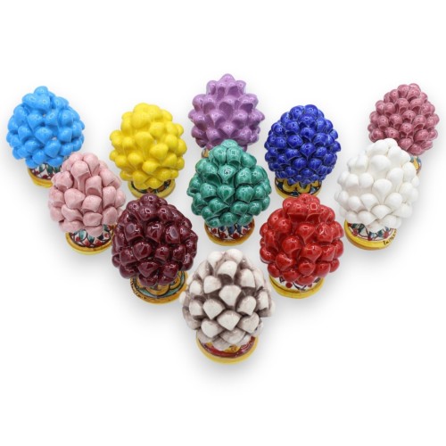 Siciliaanse dennenappel, keramiek Caltagirone, h 8 / 9 cm ca. (1st) Verschillende kleurmogelijkheden, willekeurige decor