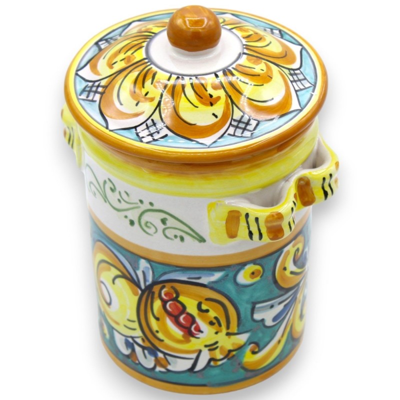 Frascos de cerâmica Tris Caltagirone, h aproximadamente 17 cm. limão, romã e decoração floral - 