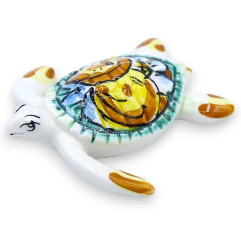 Keramisk sköldpadda av Caltagirone, dekorationer och färger Assorterade, h 2 cm x L 7 cm ungefär. FL - 