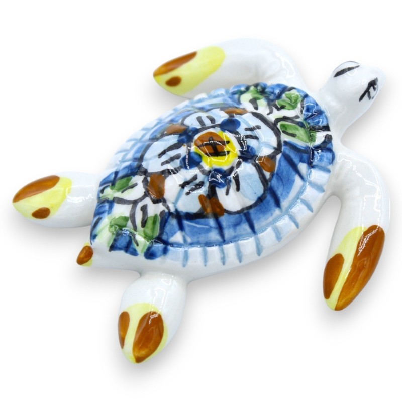 Caltagirone-Keramikschildkröte, verschiedene Dekorationen und Farben, H 2 cm x B 7 cm ca. FL-Mod - 