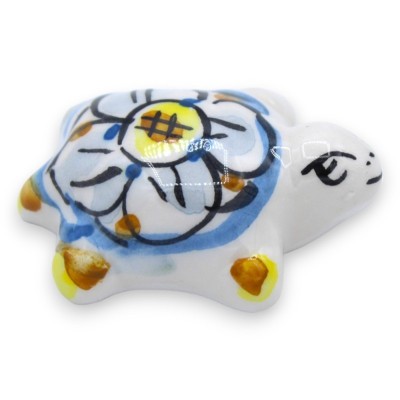 Caltagirone Ceramic Mignon Turtle, L 5 cm ca. (1st) slumpmässig dekoration och färg - 