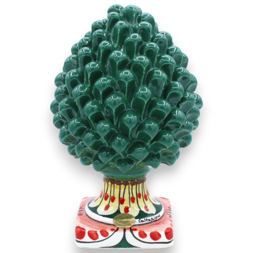 Caltagirone keramische dennenappel, groen, 6 maatopties (1 st) Vierkante steel Bloemendecoratie - 