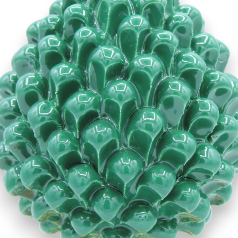 Caltagirone Cono de pino de cerámica, verde, 6 opciones de tamaño (1 pieza) Tallo cuadrado Decoración floral - 