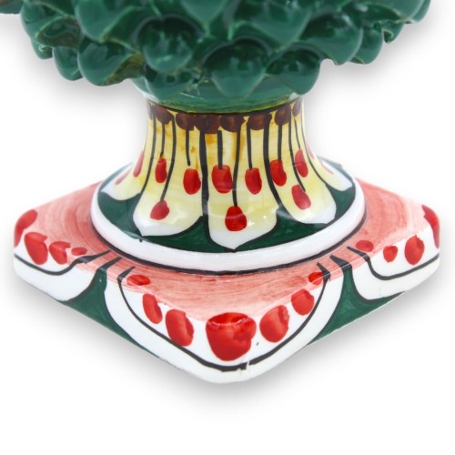 Pigna Ceramica Caltagirone con Base quadrata decorata, Verde con 6 opzioni misura (1Unità) -  2