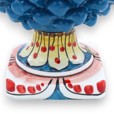 Pigna Ceramica Caltagirone con Base quadrata decorata, Blu Antico con 6 opzioni misura (1Unità) - 