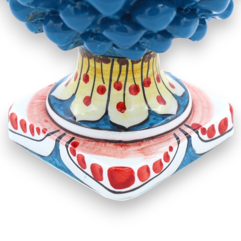 Pigna Ceramica Caltagirone con Base quadrata decorata, Blu Antico con 6 opzioni misura (1Unità) - 