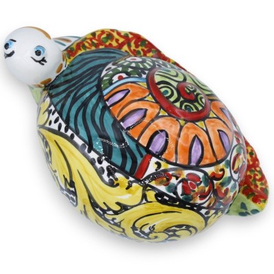 Glücksbringer Schnecke aus Caltagirone-Keramik, H 13 und L 21 cm ca. Modernes Dekor der ÉLITE-Serie - 