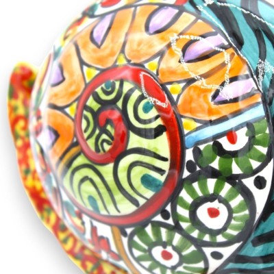 Glücksbringer Schnecke aus Caltagirone-Keramik, H 13 und L 21 cm ca. Modernes Dekor der ÉLITE-Serie - 