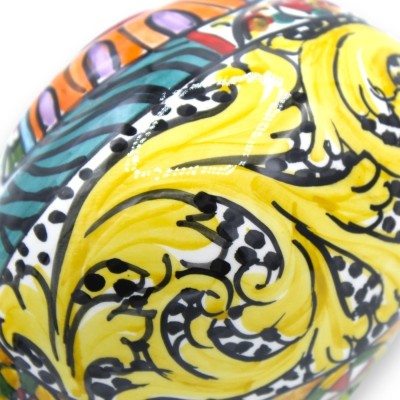 Glücksbringer Schnecke aus Caltagirone-Keramik, H 13 und L 21 cm ca. Modernes Dekor der ÉLITE-Serie - 