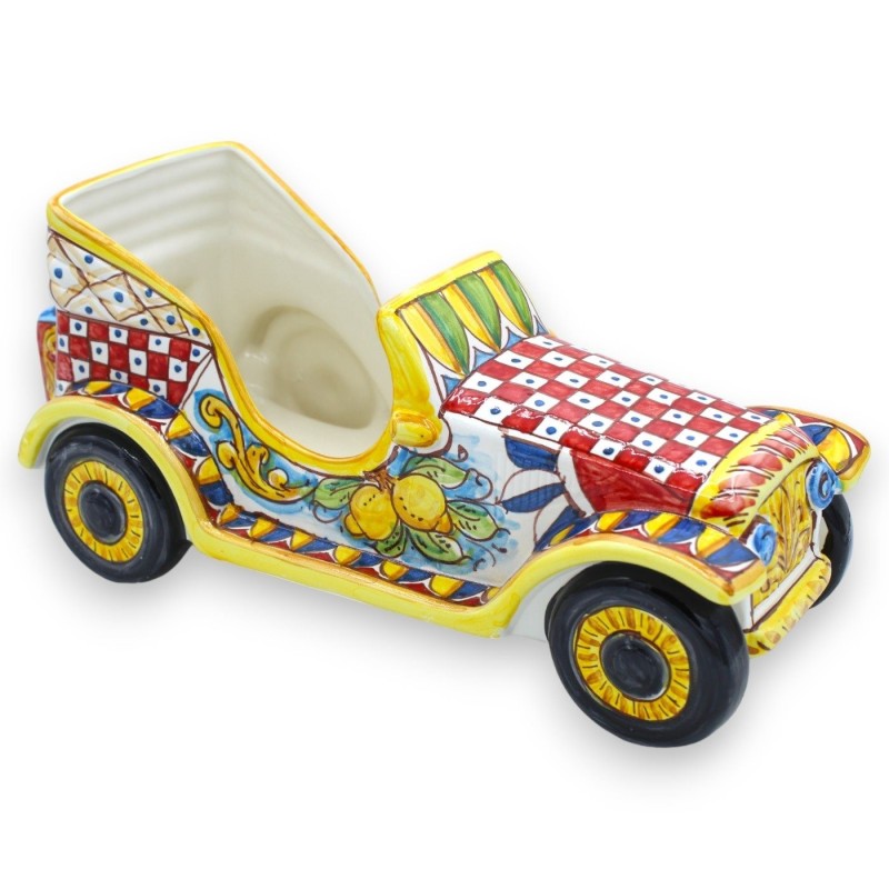 Carro Antigo Veículo retrô em cerâmica Caltagirone, C 34 x 15 cm aprox. Carrinho siciliano e decoração com limão - 