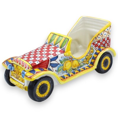 Carro Antigo Veículo retrô em cerâmica Caltagirone, C 34 x 15 cm aprox. Carrinho siciliano e decoração com limão - 