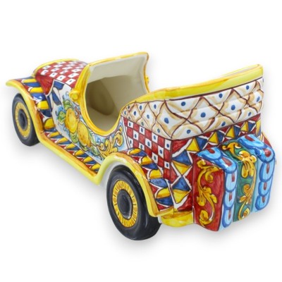 Carro Antigo Veículo retrô em cerâmica Caltagirone, C 34 x 15 cm aprox. Carrinho siciliano e decoração com limão - 