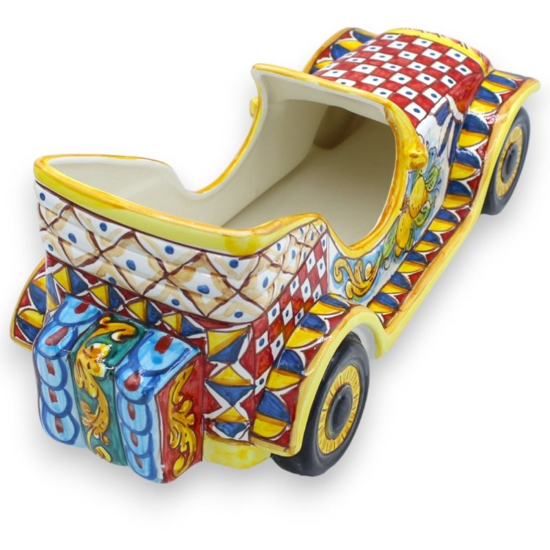 Carro Antigo Veículo retrô em cerâmica Caltagirone, C 34 x 15 cm aprox. Carrinho siciliano e decoração com limão - 