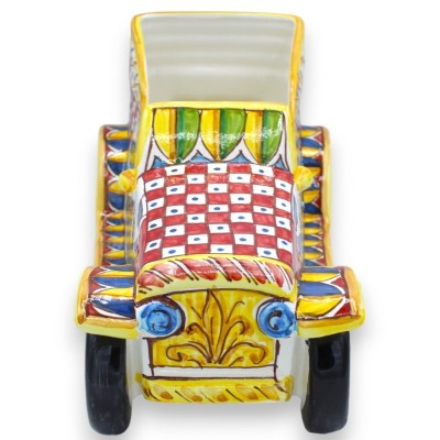 Carro Antigo Veículo retrô em cerâmica Caltagirone, C 34 x 15 cm aprox. Carrinho siciliano e decoração com limão - 